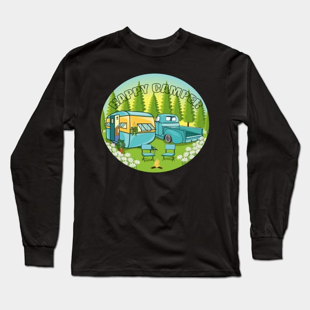 Happy Camper - Camping Long Sleeve T-Shirt by Designoholic